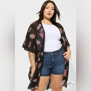 Torrid Feather Chiffon Kimono
